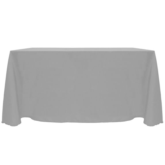 Ultimate Textile Reversible Shantung Satin - Majestic 90 x 156-Inch Rectangular Tablecloth Silver