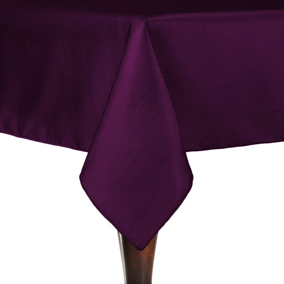 Ultimate Textile Reversible Shantung Satin - Majestic 90 x 90-Inch Square Tablecloth Aubergine Eggplant