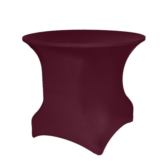 Ultimate Textile Round Fitted Stretch Spandex Table Cover Burgundy Red