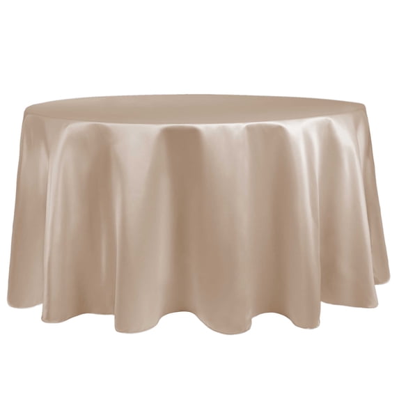 Ultimate Textile Satin 126-Inch Round Tablecloth Cafe Khaki Brown