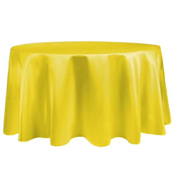 Ultimate Textile Satin 126-Inch Round Tablecloth Lemon Yellow