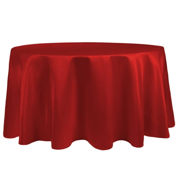Ultimate Textile Satin 126-Inch Round Tablecloth Red