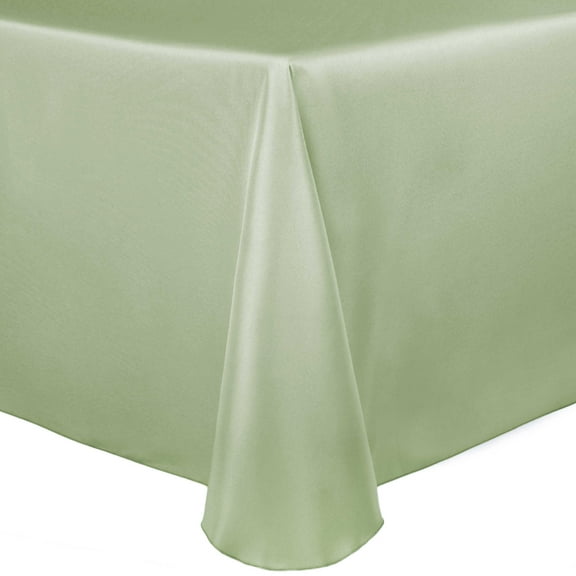 Ultimate Textile Satin 60 x 120-Inch Oval Tablecloth Sage Green