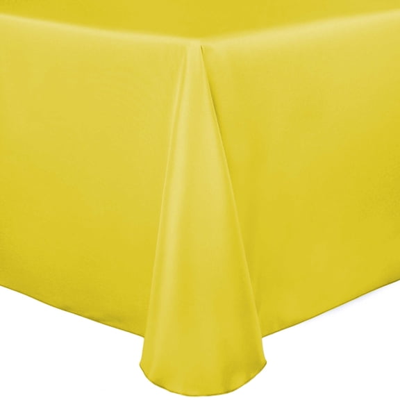 Ultimate Textile Satin 60 x 144-Inch Oval Tablecloth Lemon Yellow