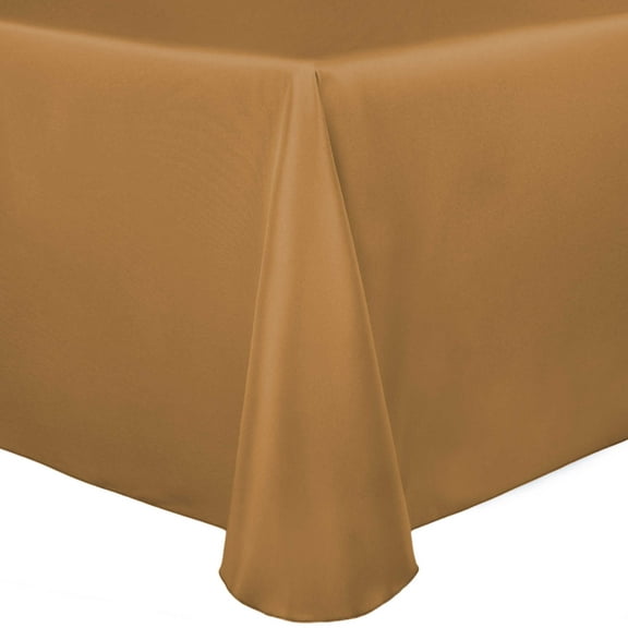 Ultimate Textile Satin 72 x 120-Inch Oval Tablecloth Antique Gold