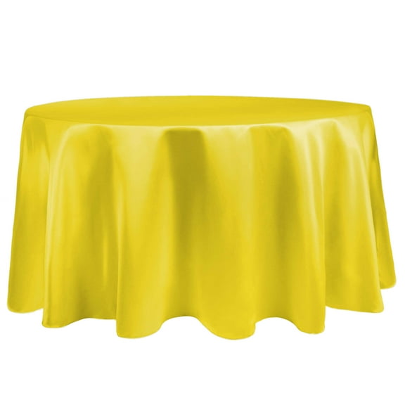 Ultimate Textile Satin 84-Inch Round Tablecloth Lemon Yellow