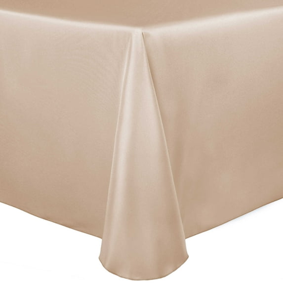 Ultimate Textile Satin 90 x 156-Inch Rectangular Tablecloth Cafe Khaki Brown
