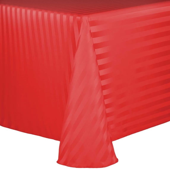 Ultimate Textile Satin-Stripe 108 x 108-Inch Square Tablecloth Red