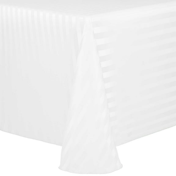 Ultimate Textile Satin-Stripe 108 x 156-Inch Rectangular Tablecloth White