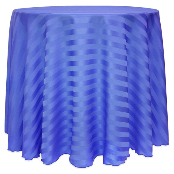 Ultimate Textile Satin-Stripe 114-Inch Round Tablecloth Periwinkle Blue