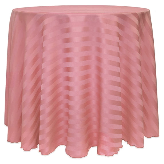 Ultimate Textile Satin-Stripe 120-Inch Round Tablecloth Dusty Rose Pink