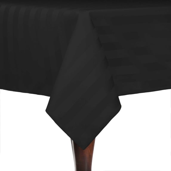 Ultimate Textile Satin-Stripe 54 x 120-Inch Rectangular Tablecloth Black