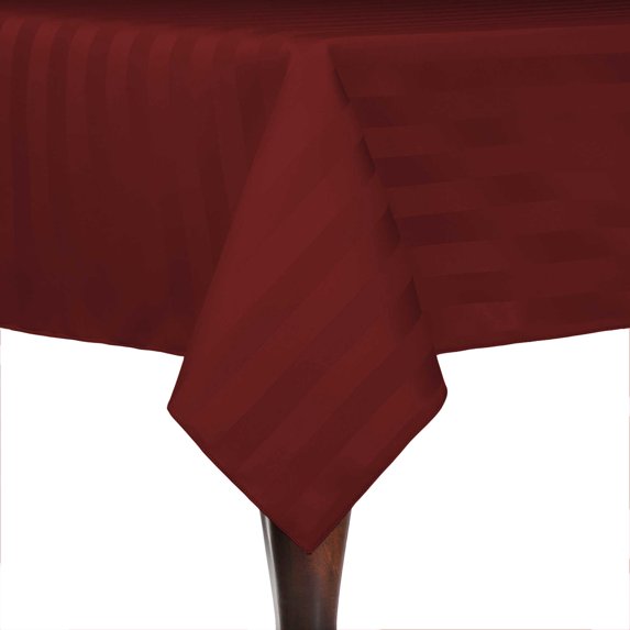 Ultimate Textile Satin-Stripe 54 x 120-Inch Rectangular Tablecloth Brick Rust Red