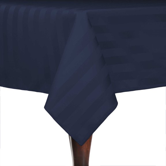 Ultimate Textile Satin-Stripe 54 x 120-Inch Rectangular Tablecloth Navy Blue