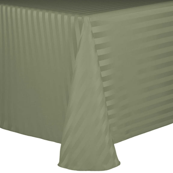 Ultimate Textile Satin-Stripe 54 x 96-Inch Oval Tablecloth Army Green