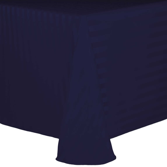Ultimate Textile Satin-Stripe 54 x 96-Inch Oval Tablecloth Navy Blue