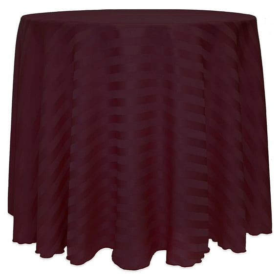 Ultimate Textile Satin-Stripe 60-Inch Round Tablecloth Burgundy Red