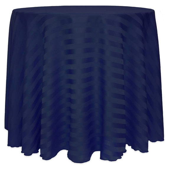 Ultimate Textile Satin-Stripe 60-Inch Round Tablecloth Navy Blue