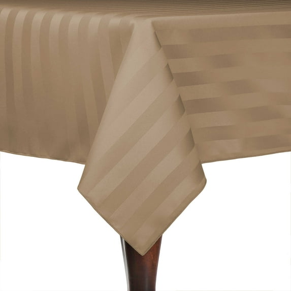 Ultimate Textile Satin-Stripe 60 x 108-Inch Rectangular Tablecloth Toast Dark Brown