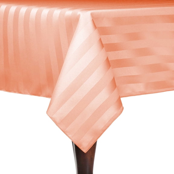 Ultimate Textile Satin-Stripe 60 x 90-Inch Rectangular Tablecloth Peach