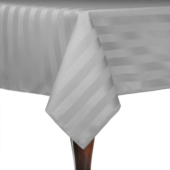 Ultimate Textile Satin-Stripe 60 x 90-Inch Rectangular Tablecloth Silver Grey