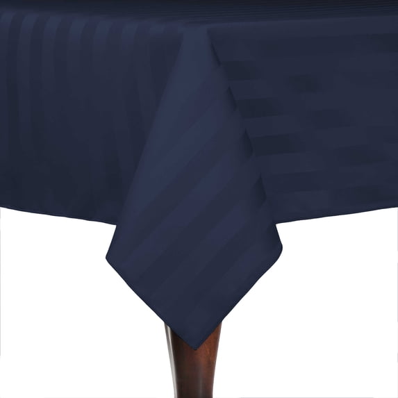 Ultimate Textile Satin-Stripe 72 x 72-Inch Square Tablecloth Navy Blue