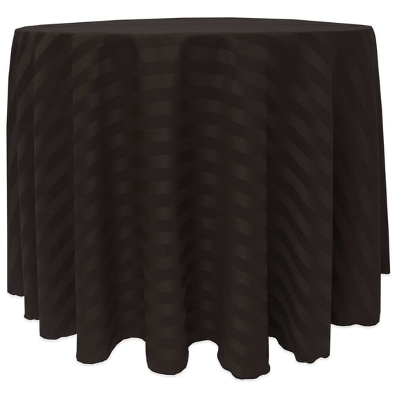 Ultimate Textile Satin-Stripe 84-Inch Round Tablecloth Espresso Dark Brown