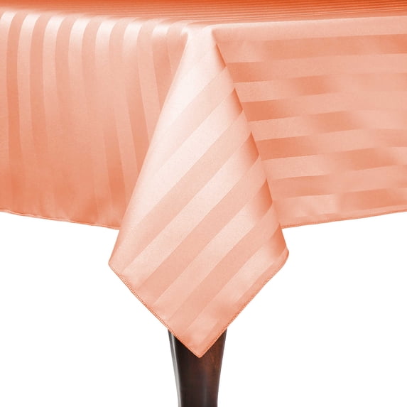 Ultimate Textile Satin-Stripe 90 x 90-Inch Square Tablecloth Peach