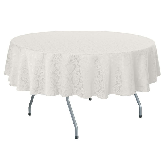 Ultimate Textile Saxony 84-Inch Round Damask Tablecloth White