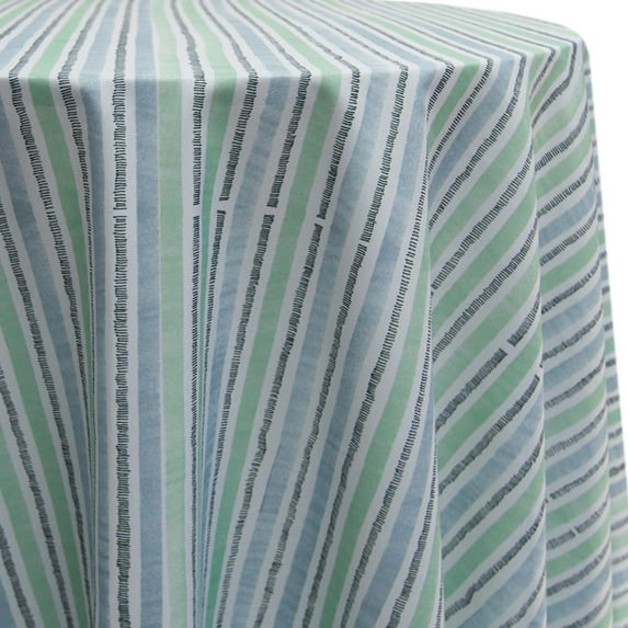 Ultimate Textile Sea Stripes 102-Inch Round Patterned Tablecloth
