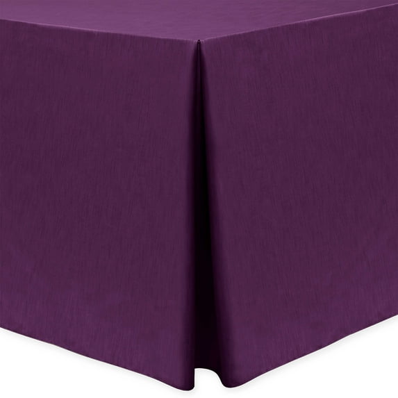 Ultimate Textile Shantung - Majestic 4 ft. Fitted Tablecloth (24"W x 48"L x 30"H) Aubergine Eggplant