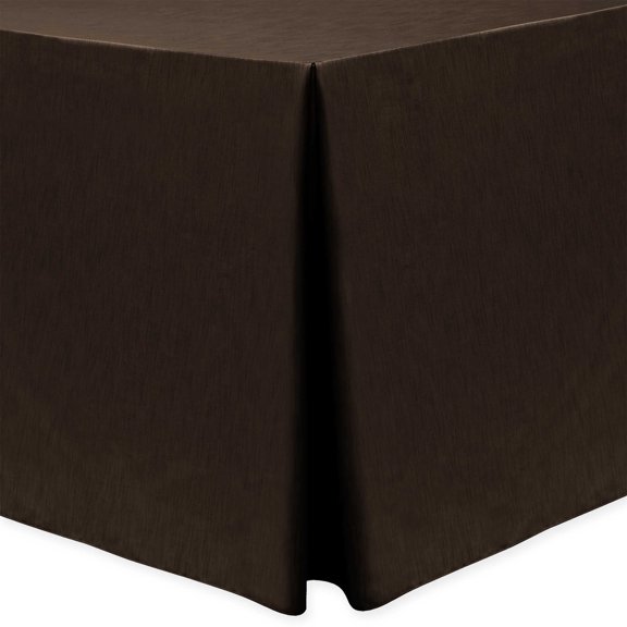 Ultimate Textile Shantung - Majestic 4 ft. Fitted Tablecloth (24"W x 48"L x 36"H) Espresso Dark Brown