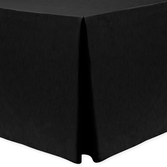 Ultimate Textile Shantung - Majestic 4 ft. Fitted Tablecloth (30"W x 48"L x 30"H) Black