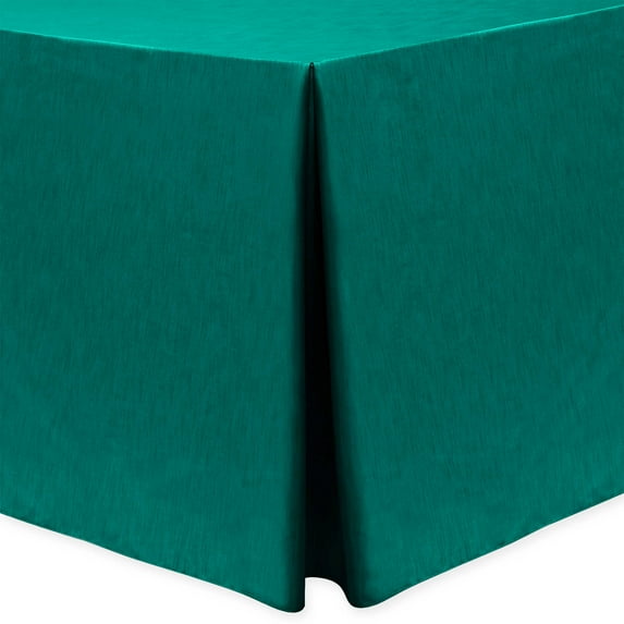Ultimate Textile Shantung - Majestic 6 ft. Fitted Tablecloth (30"W x 72"L x 42"H) Teal