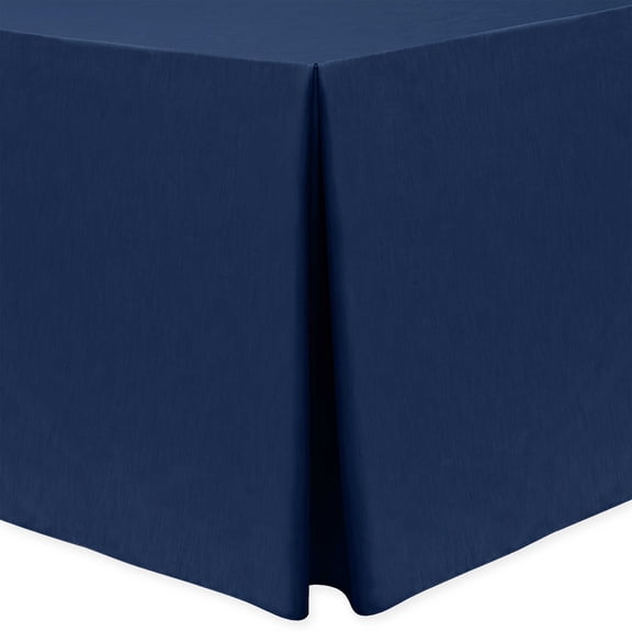 Ultimate Textile Shantung - Majestic 8 ft. Fitted Tablecloth (30"W x 96"L x 36"H) Navy Blue