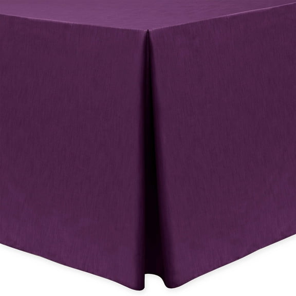 Ultimate Textile Shantung - Majestic 8 ft. Fitted Tablecloth (30"W x 96"L x 42"H) Aubergine Eggplant