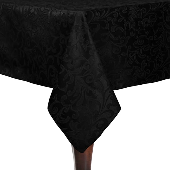 Ultimate Textile Somerset 84 x 84-Inch Square Damask Tablecloth Black