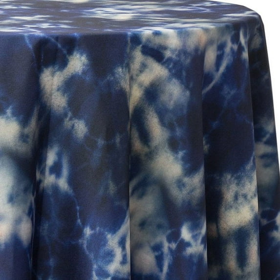 Ultimate Textile Tie-dye Blue 90-Inch Round Patterned Tablecloth