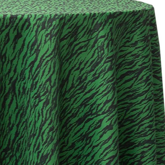 Ultimate Textile Tiger Animal Print Green 72-Inch Round Tablecloth
