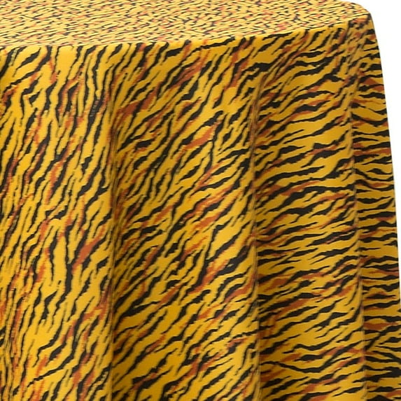 Ultimate Textile Tiger Animal Print Yellow 84-Inch Round Tablecloth