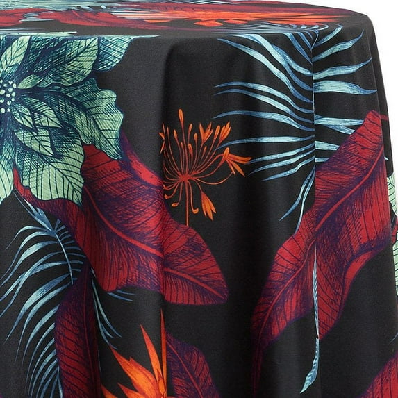 Ultimate Textile Tropical Flowers 84-Inch Round Tablecloth