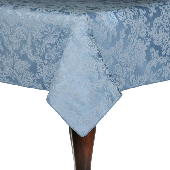 Ultimate Textile Vintage Damask Miranda 60 x 120-Inch Oval Tablecloth Slate Blue