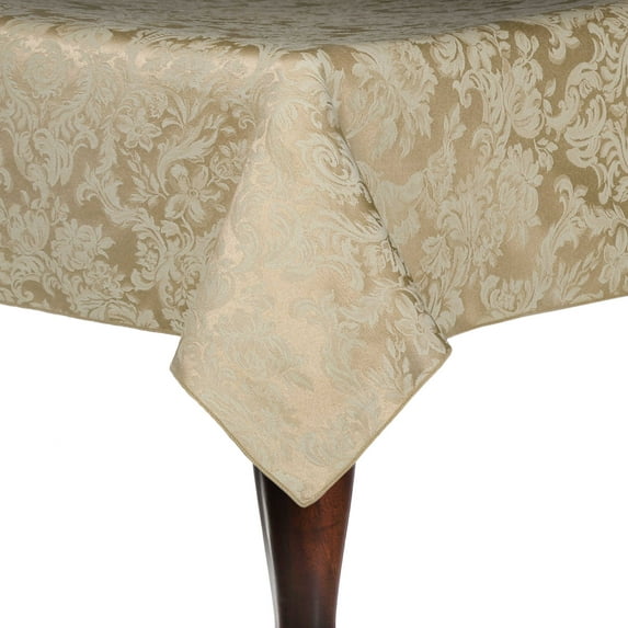 Ultimate Textile Vintage Damask Miranda 70 x 104-Inch Oval Tablecloth Champagne Ivory Cream
