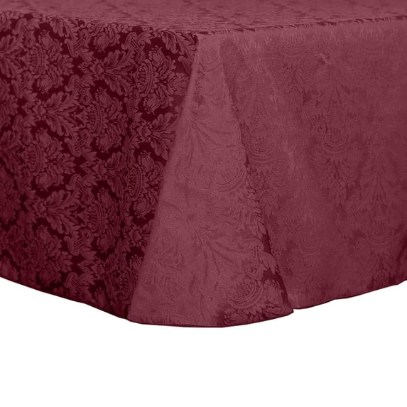 Ultimate Textile Vintage Damask Saxony 60 x 120-Inch Oval Tablecloth Dark Red