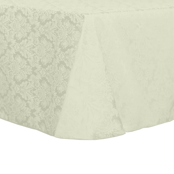 Ultimate Textile Vintage Damask Saxony 70 x 104-Inch Oval Tablecloth Ivory Cream