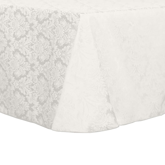 Ultimate Textile Vintage Damask Saxony 70 x 144-Inch Oval Tablecloth White