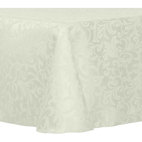 Ultimate Textile Vintage Damask Somerset 60 x 120-Inch Oval Tablecloth Ivory Cream