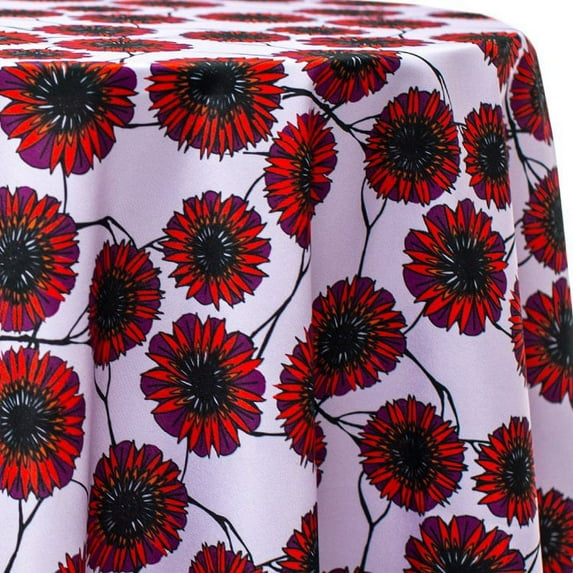 Ultimate Textile Zinnia Flower Petals 120-Inch Round Patterned Tablecloth