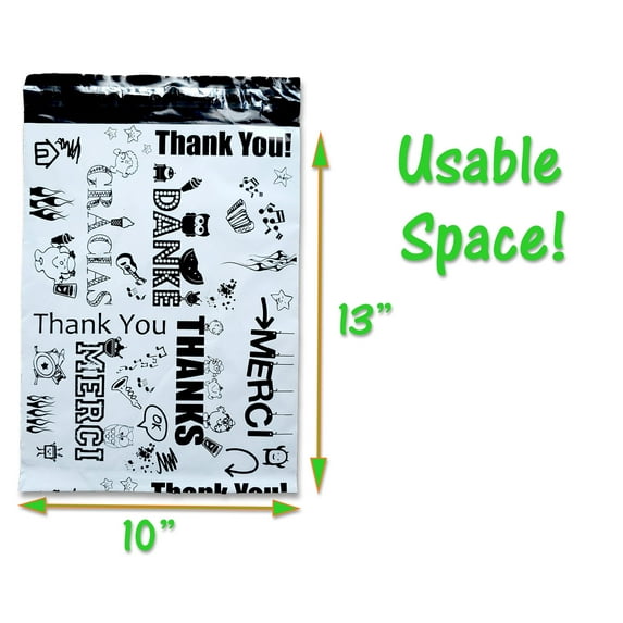 Ultimate Thank you Poly Mailers Collection! 10x13" Combo, Self Seal Shipping Mailing Multiple Design Postal bags
