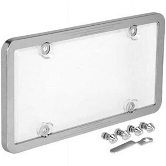 Ultimate Tuf Combo License Plate Frame and Bubble Shield, Chrome And Clear